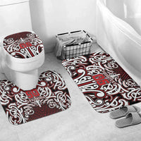 Custom Aotearoa Ngapuhi Bathroom Set Maori Tribal Pattern Mix Poutama LT05 Mat Set Only (3 pcs) One Size Red - Polynesian Pride
