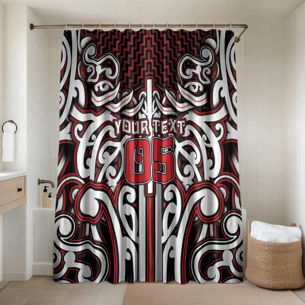 Custom Aotearoa Ngapuhi Bathroom Set Maori Tribal Pattern Mix Poutama LT05 Shower Curtain Only Red - Polynesian Pride