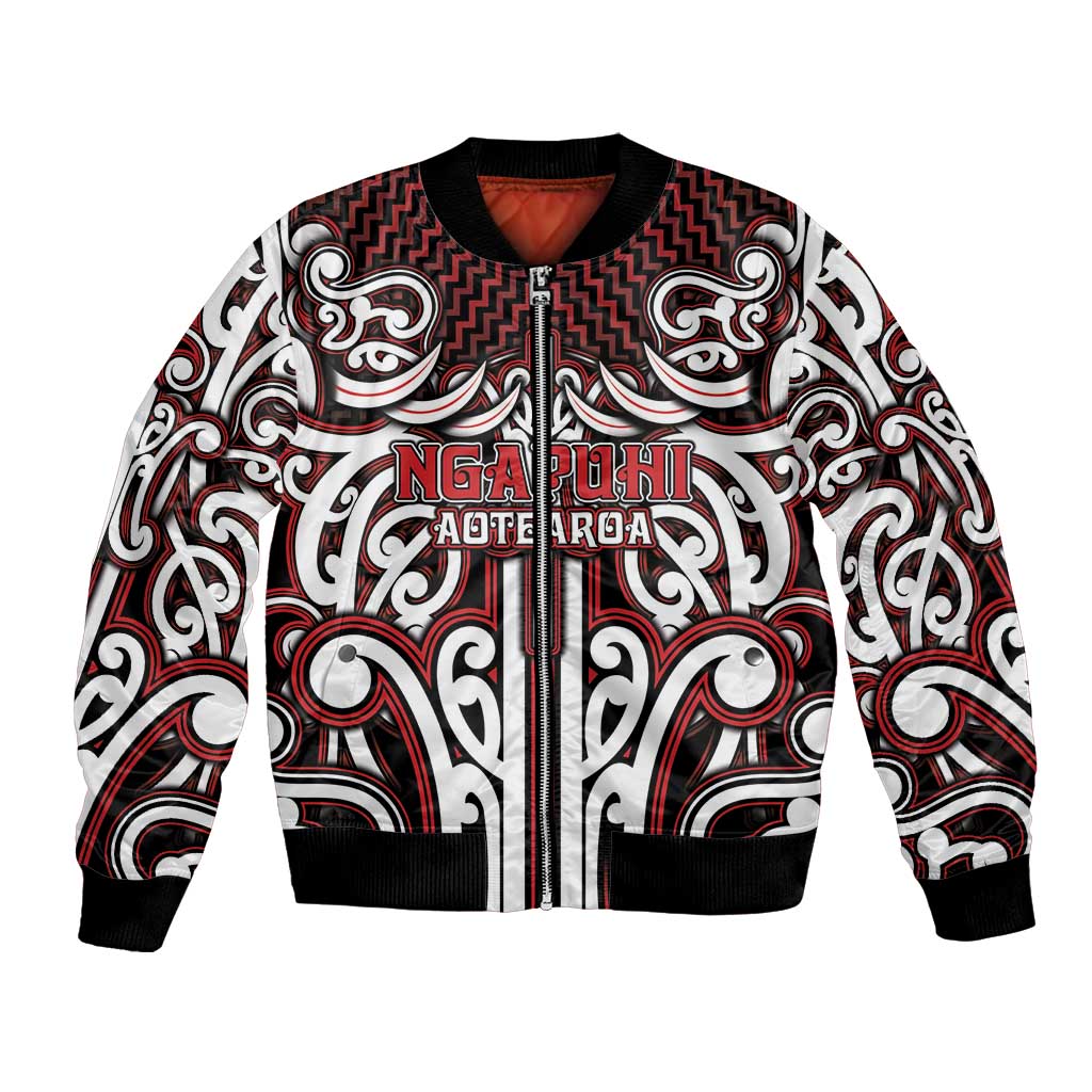 Custom Aotearoa Ngapuhi Bomber Jacket Maori Tribal Pattern Mix Poutama LT05 Unisex Red - Polynesian Pride