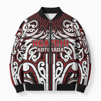 Custom Aotearoa Ngapuhi Bomber Puffer Jacket Maori Tribal Pattern Mix Poutama LT05 Unisex Red - Polynesian Pride