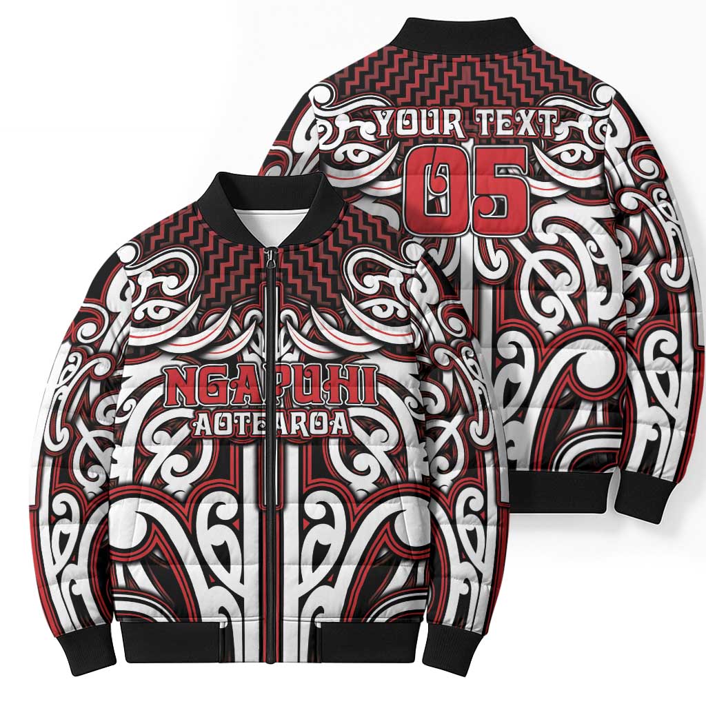 Custom Aotearoa Ngapuhi Bomber Puffer Jacket Maori Tribal Pattern Mix Poutama LT05 - Polynesian Pride