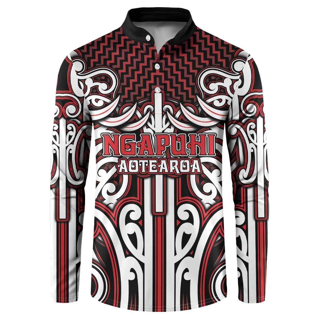 Custom Aotearoa Ngapuhi Button Sweatshirt Maori Tribal Pattern Mix Poutama LT05 Red - Polynesian Pride