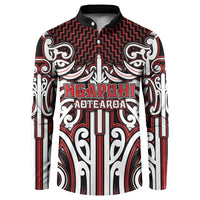 Custom Aotearoa Ngapuhi Button Sweatshirt Maori Tribal Pattern Mix Poutama LT05 Red - Polynesian Pride