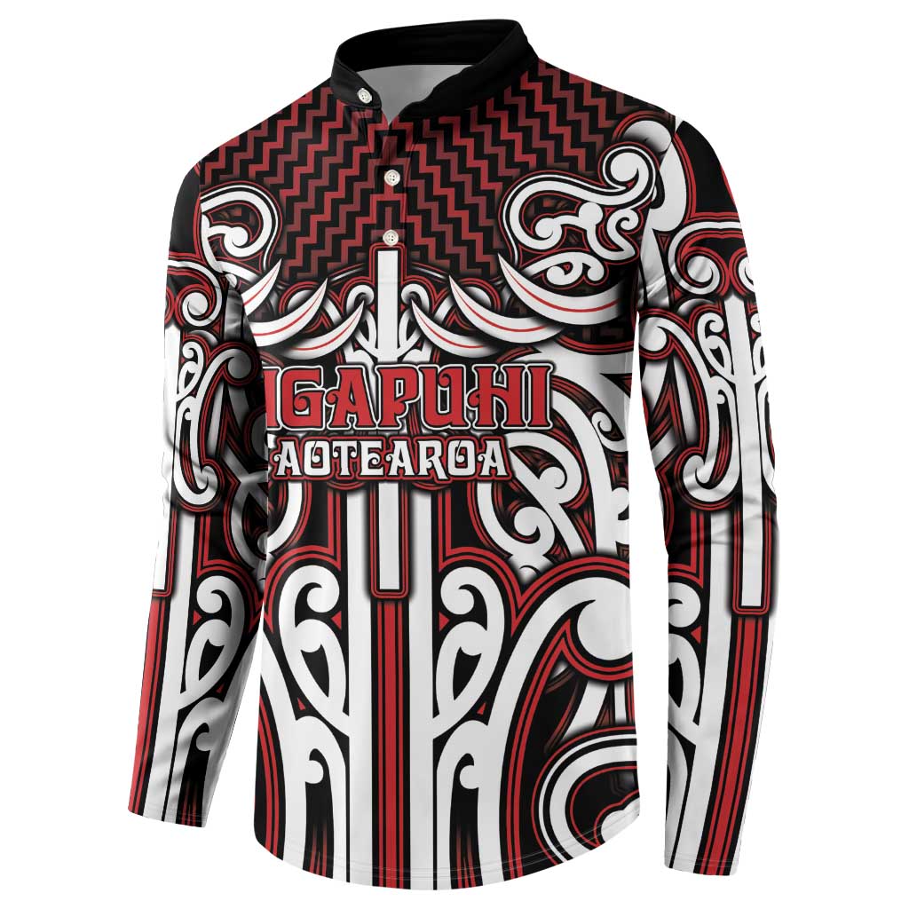 Custom Aotearoa Ngapuhi Button Sweatshirt Maori Tribal Pattern Mix Poutama LT05 - Polynesian Pride