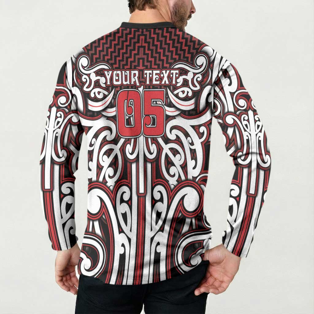 Custom Aotearoa Ngapuhi Button Sweatshirt Maori Tribal Pattern Mix Poutama LT05 - Polynesian Pride