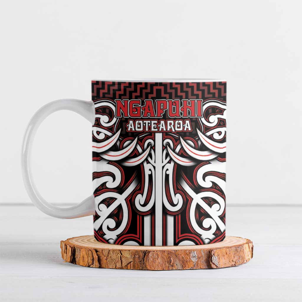 Custom Aotearoa Ngapuhi Ceramic Mug Maori Tribal Pattern Mix Poutama LT05 Red - Polynesian Pride