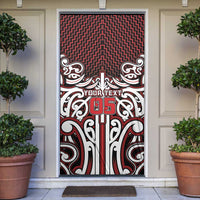Custom Aotearoa Ngapuhi Door Cover Maori Tribal Pattern Mix Poutama LT05 Red - Polynesian Pride