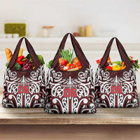 Custom Aotearoa Ngapuhi Grocery Bag Maori Tribal Pattern Mix Poutama LT05 3-pack One Size Red - Polynesian Pride
