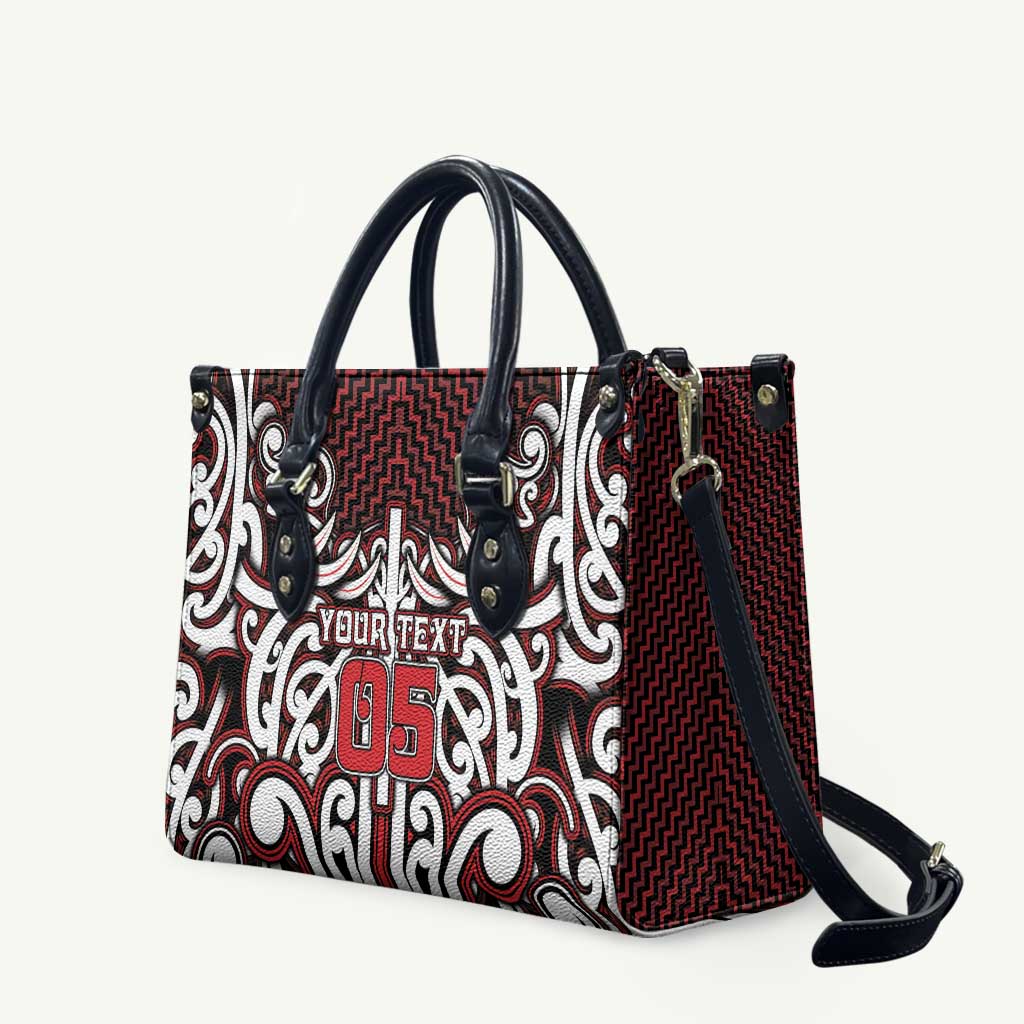 Custom Aotearoa Ngapuhi Leather Bag Maori Tribal Pattern Mix Poutama LT05 Red - Polynesian Pride
