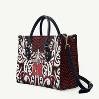 Custom Aotearoa Ngapuhi Leather Bag Maori Tribal Pattern Mix Poutama LT05 Red - Polynesian Pride
