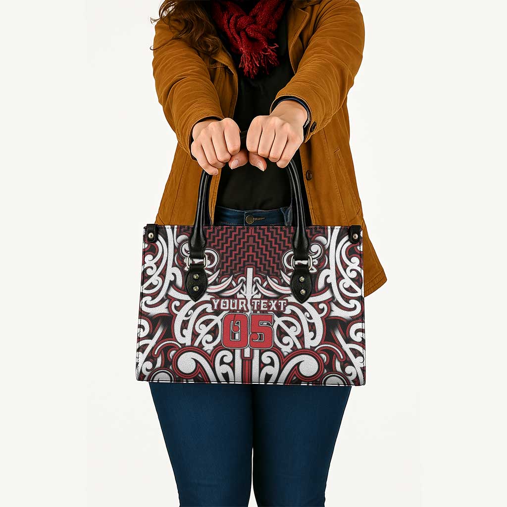 Custom Aotearoa Ngapuhi Leather Bag Maori Tribal Pattern Mix Poutama LT05 - Polynesian Pride
