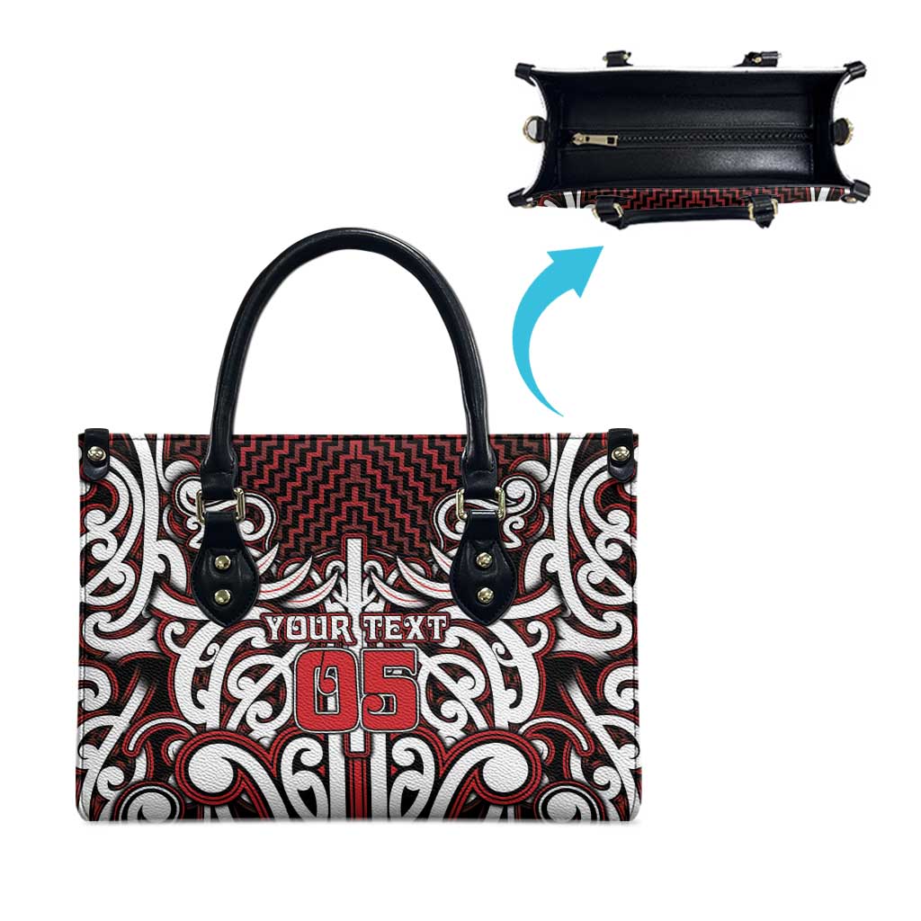 Custom Aotearoa Ngapuhi Leather Bag Maori Tribal Pattern Mix Poutama LT05 - Polynesian Pride