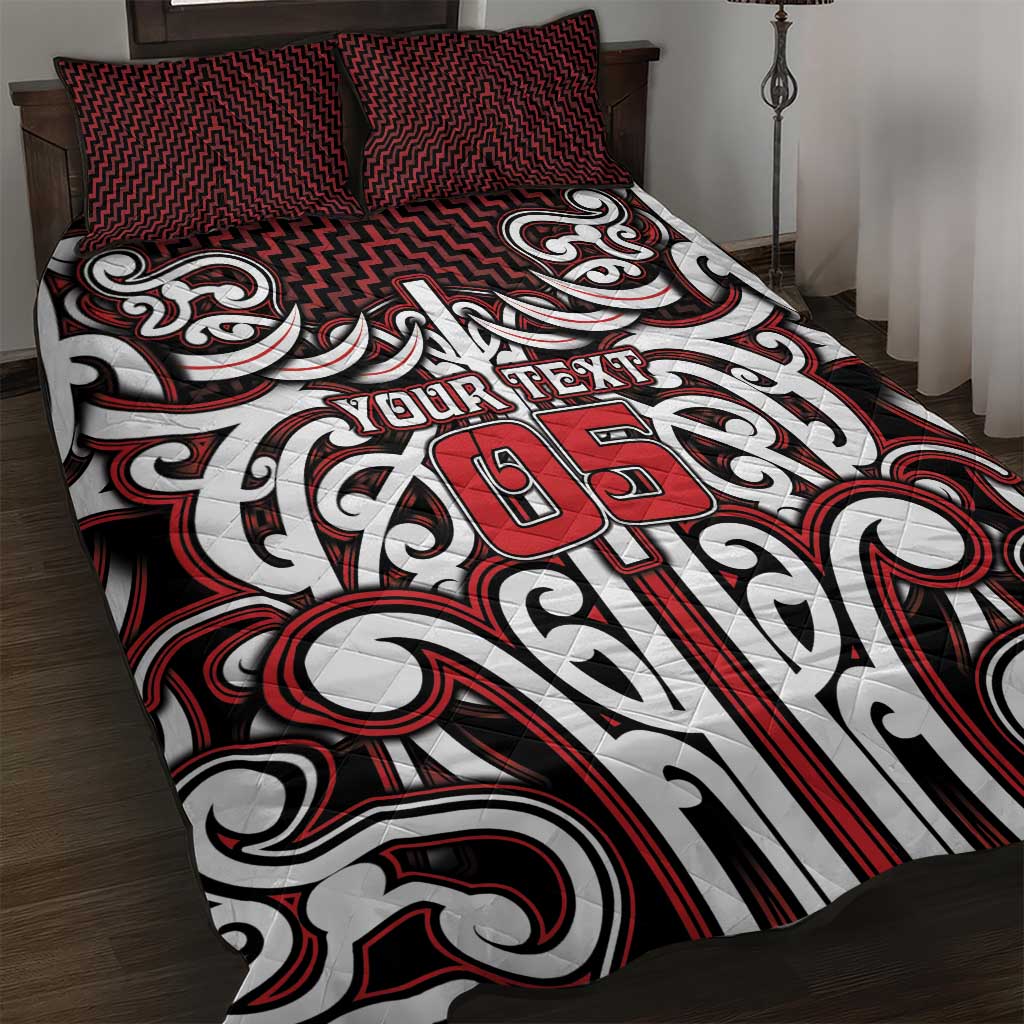 Custom Aotearoa Ngapuhi Quilt Bed Set Maori Tribal Pattern Mix Poutama LT05 Red - Polynesian Pride