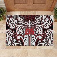 Custom Aotearoa Ngapuhi Rubber Doormat Maori Tribal Pattern Mix Poutama LT05 Red - Polynesian Pride