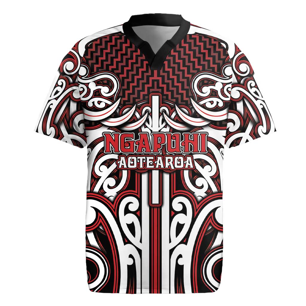 Custom Aotearoa Ngapuhi Rugby Jersey Maori Tribal Pattern Mix Poutama LT05 Red - Polynesian Pride