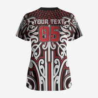 Custom Aotearoa Ngapuhi Scrub Top Maori Tribal Pattern Mix Poutama LT05 - Polynesian Pride
