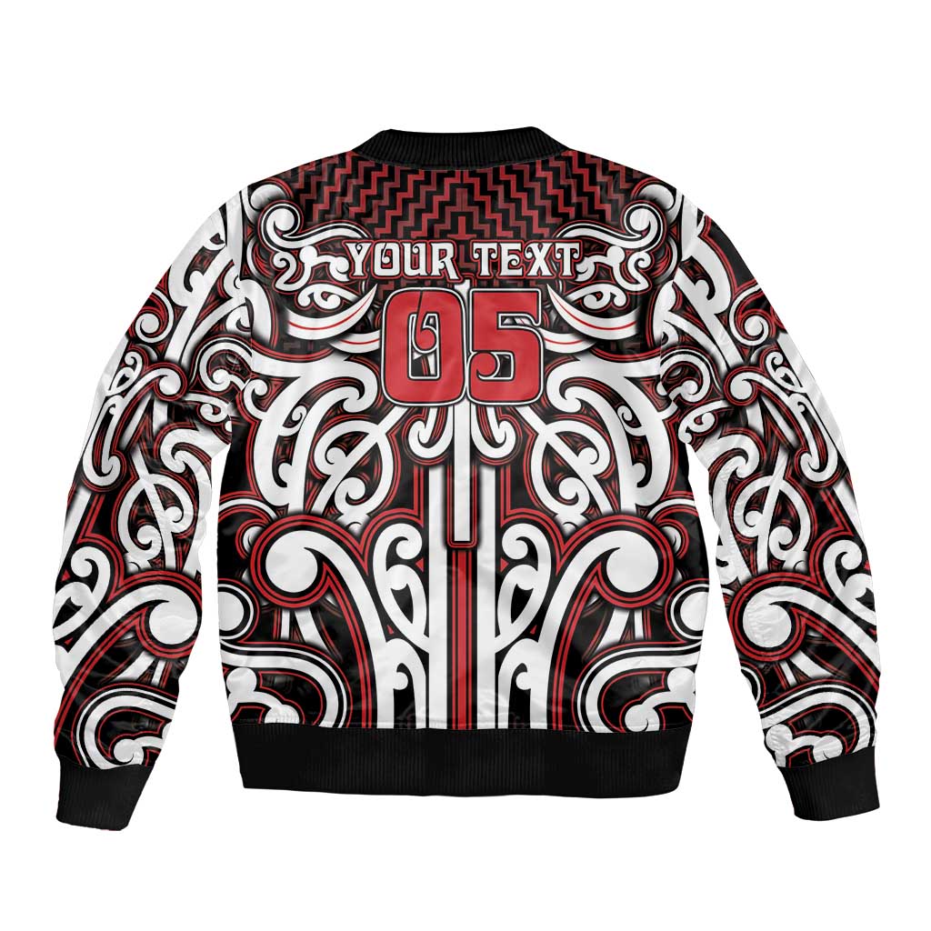 Custom Aotearoa Ngapuhi Sleeve Zip Bomber Jacket Maori Tribal Pattern Mix Poutama LT05 - Polynesian Pride