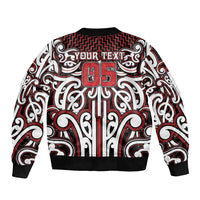 Custom Aotearoa Ngapuhi Sleeve Zip Bomber Jacket Maori Tribal Pattern Mix Poutama LT05 - Polynesian Pride