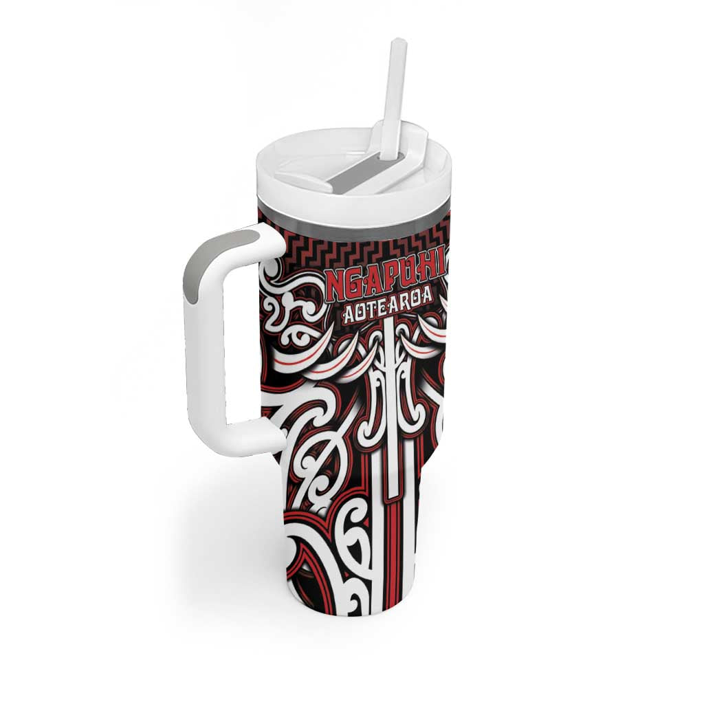 Custom Aotearoa Ngapuhi Tumbler With Handle Maori Tribal Pattern Mix Poutama LT05 - Polynesian Pride