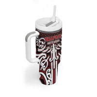 Custom Aotearoa Ngapuhi Tumbler With Handle Maori Tribal Pattern Mix Poutama LT05 - Polynesian Pride
