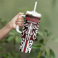 Custom Aotearoa Ngapuhi Tumbler With Handle Maori Tribal Pattern Mix Poutama LT05 - Polynesian Pride
