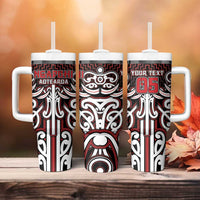 Custom Aotearoa Ngapuhi Tumbler With Handle Maori Tribal Pattern Mix Poutama LT05 - Polynesian Pride