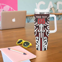 Custom Aotearoa Ngapuhi Tumbler With Handle Maori Tribal Pattern Mix Poutama LT05 - Polynesian Pride