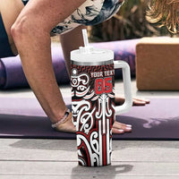 Custom Aotearoa Ngapuhi Tumbler With Handle Maori Tribal Pattern Mix Poutama LT05 - Polynesian Pride
