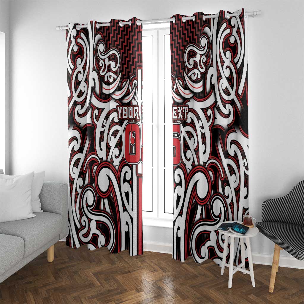 Custom Aotearoa Ngapuhi Window Curtain Maori Tribal Pattern Mix Poutama LT05 With Grommets Red - Polynesian Pride