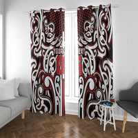 Custom Aotearoa Ngapuhi Window Curtain Maori Tribal Pattern Mix Poutama LT05 With Grommets Red - Polynesian Pride