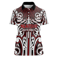 Custom Aotearoa Ngapuhi Women Polo Shirt Maori Tribal Pattern Mix Poutama LT05 Female Red - Polynesian Pride