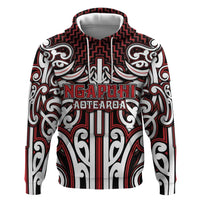 Custom Aotearoa Ngapuhi Zip Hoodie Maori Tribal Pattern Mix Poutama LT05 Pullover Hoodie Red - Polynesian Pride