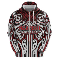 Custom Aotearoa Ngapuhi Zip Hoodie Maori Tribal Pattern Mix Poutama LT05 - Polynesian Pride