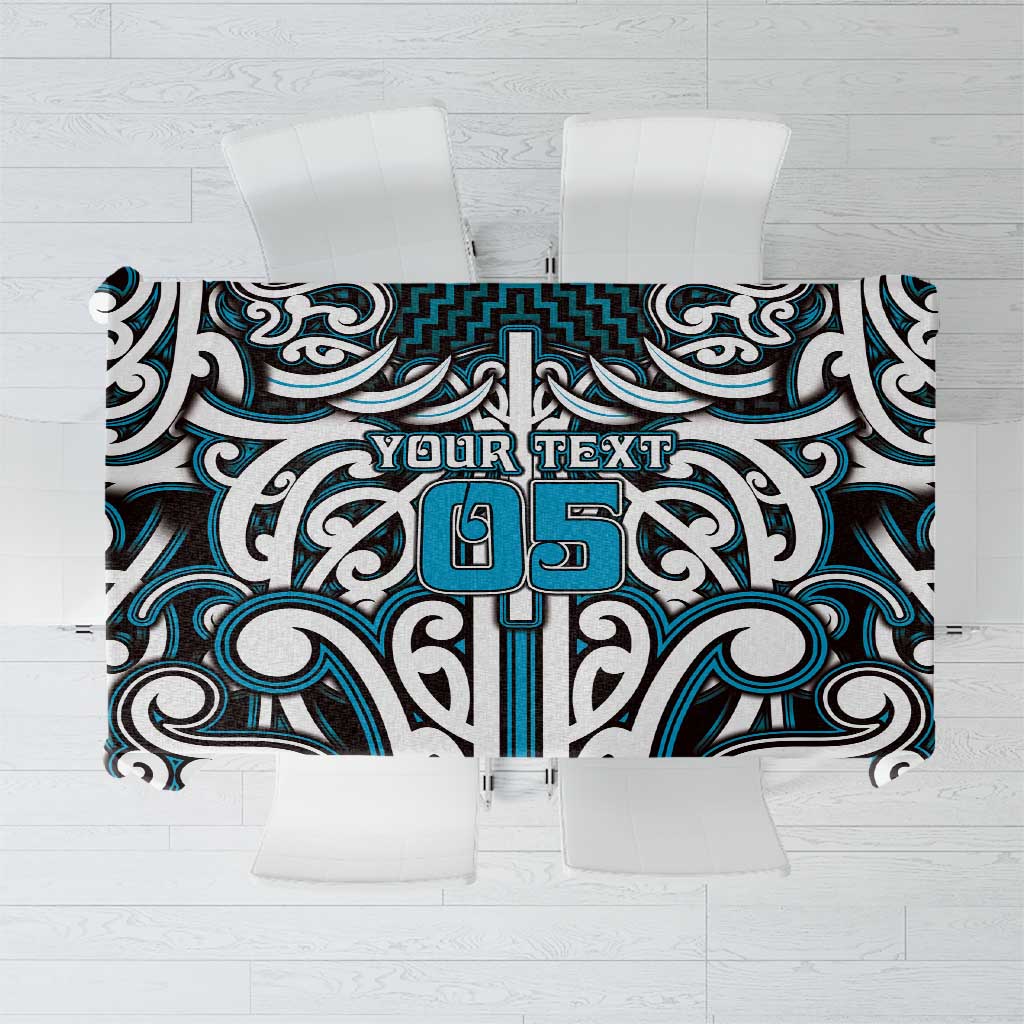 Custom Aotearoa Ngati Porou Tablecloth Maori Tribal Pattern Mix Poutama LT05 Blue - Polynesian Pride