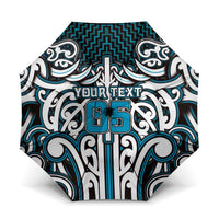 Custom Aotearoa Ngati Porou Umbrella Maori Tribal Pattern Mix Poutama LT05 One Size Folded 11.42 inch Opened Diameter 37.4 inch Blue - Polynesian Pride