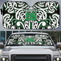 Custom Aotearoa Ngai Tahu Auto Sun Shade Maori Tribal Pattern Mix Poutama LT05 Green - Polynesian Pride