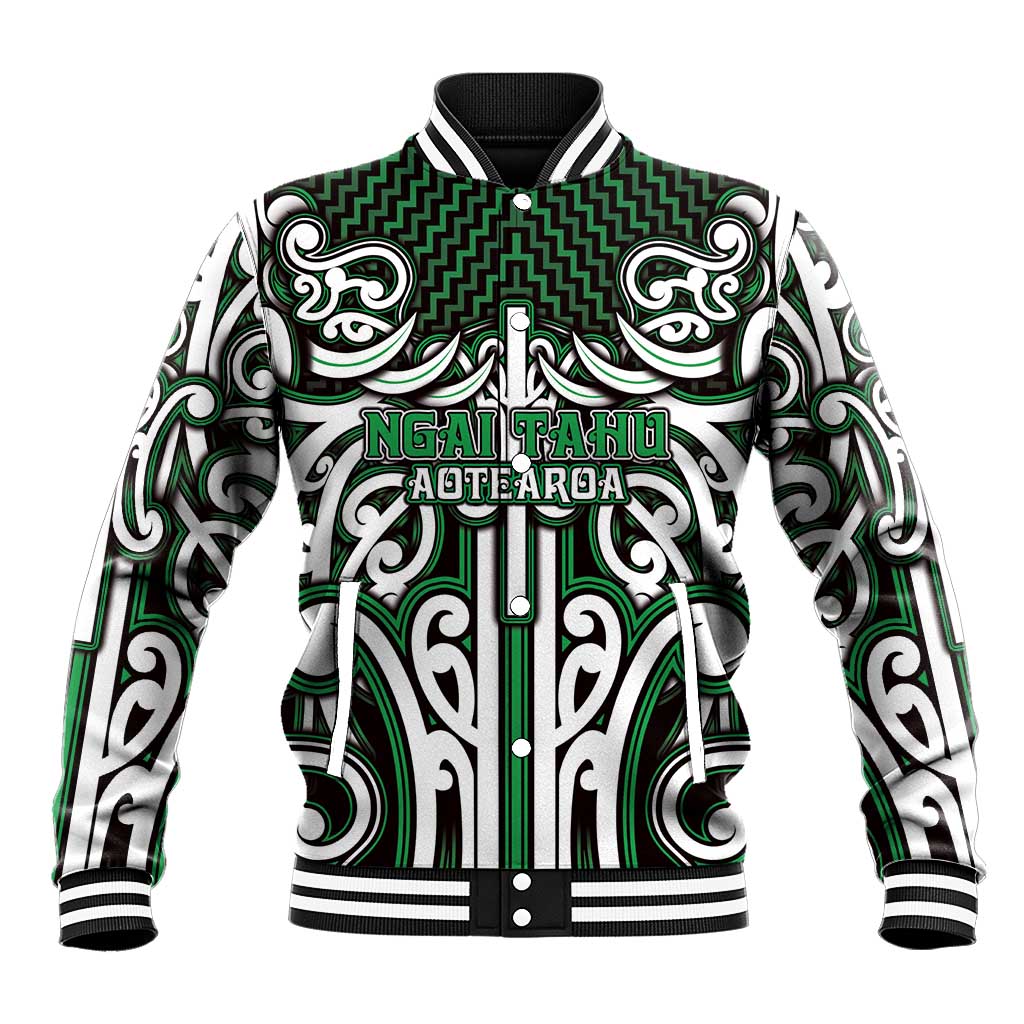 Custom Aotearoa Ngai Tahu Baseball Jacket Maori Tribal Pattern Mix Poutama LT05 Unisex Green - Polynesian Pride