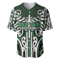 Custom Aotearoa Ngai Tahu Baseball Jersey Maori Tribal Pattern Mix Poutama LT05 Green - Polynesian Pride