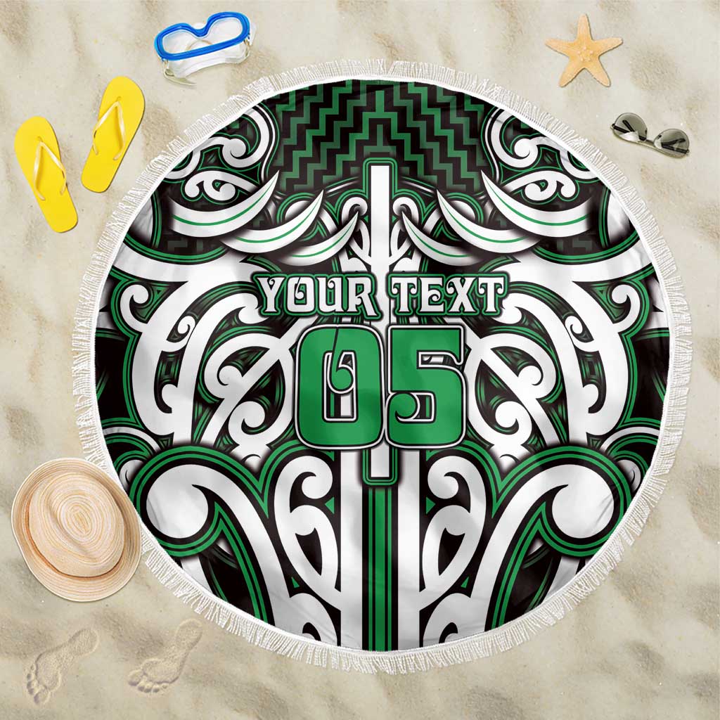 Custom Aotearoa Ngai Tahu Beach Blanket Maori Tribal Pattern Mix Poutama LT05 One Size 150cm Green - Polynesian Pride