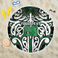 Custom Aotearoa Ngai Tahu Beach Blanket Maori Tribal Pattern Mix Poutama LT05 One Size 150cm Green - Polynesian Pride