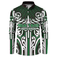 Custom Aotearoa Ngai Tahu Button Sweatshirt Maori Tribal Pattern Mix Poutama LT05 Green - Polynesian Pride