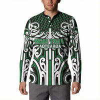 Custom Aotearoa Ngai Tahu Button Sweatshirt Maori Tribal Pattern Mix Poutama LT05 - Polynesian Pride