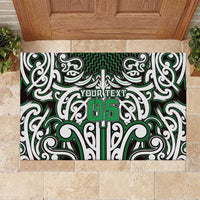 Custom Aotearoa Ngai Tahu Rubber Doormat Maori Tribal Pattern Mix Poutama LT05 Green - Polynesian Pride