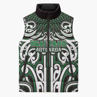 Custom Aotearoa Ngai Tahu Sleeveless Puffer Jacket Maori Tribal Pattern Mix Poutama LT05 Unisex Green - Polynesian Pride