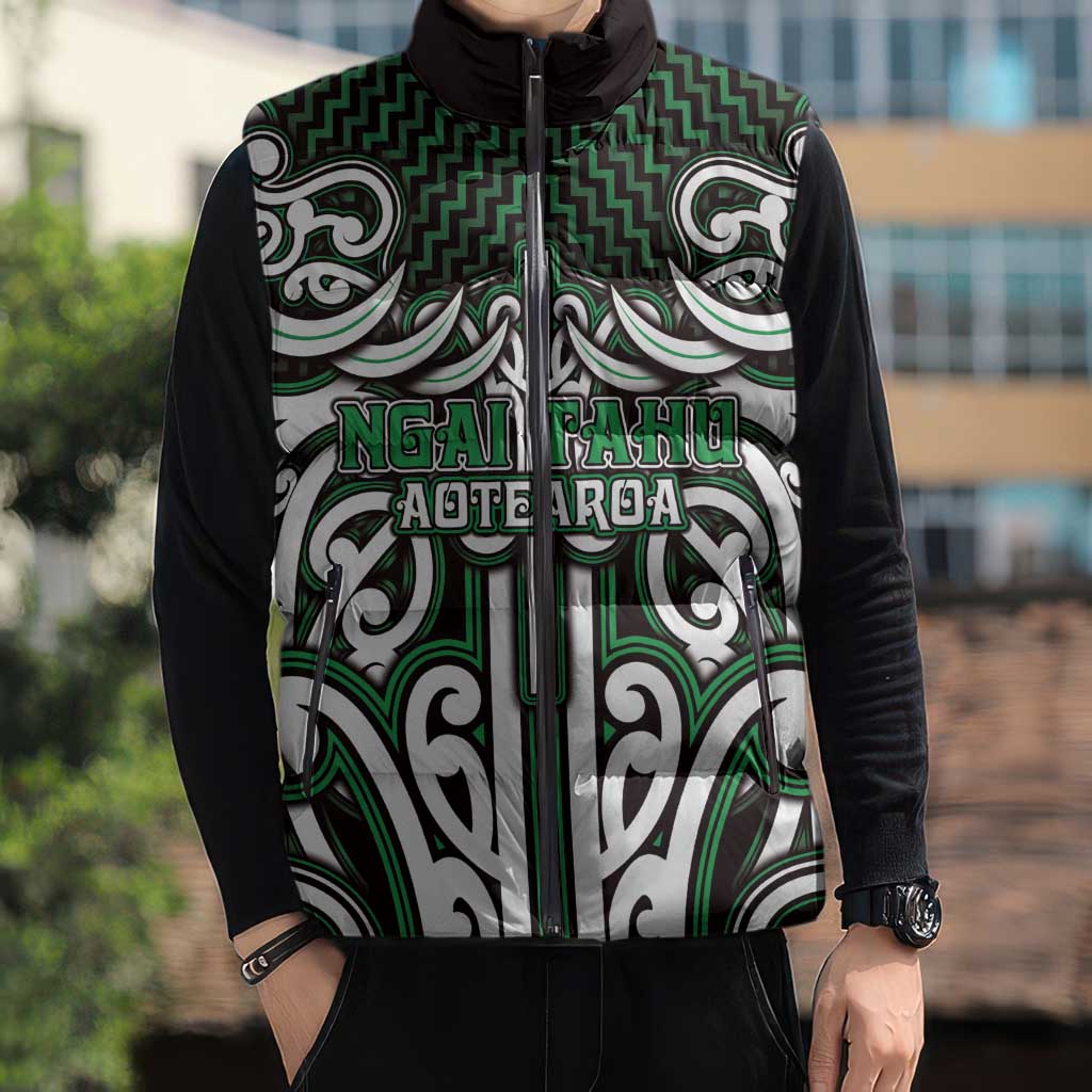 Custom Aotearoa Ngai Tahu Sleeveless Puffer Jacket Maori Tribal Pattern Mix Poutama LT05 - Polynesian Pride