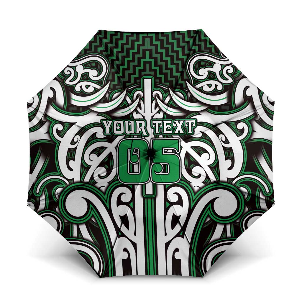 Custom Aotearoa Ngai Tahu Umbrella Maori Tribal Pattern Mix Poutama LT05 One Size Folded 11.42 inch Opened Diameter 37.4 inch Green - Polynesian Pride