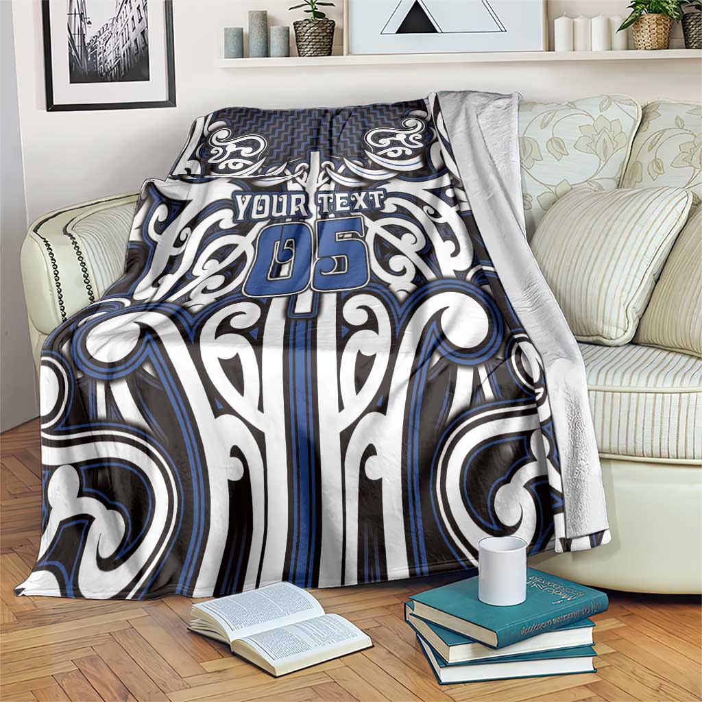 Custom Aotearoa Ngati Tuwharetoa Blanket Maori Tribal Pattern Mix Poutama LT05 Navy - Polynesian Pride