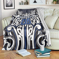 Custom Aotearoa Ngati Tuwharetoa Blanket Maori Tribal Pattern Mix Poutama LT05 Navy - Polynesian Pride