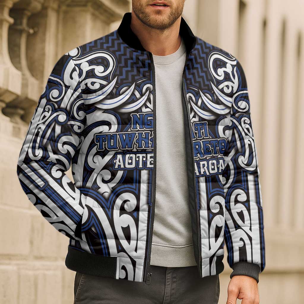 Custom Aotearoa Ngati Tuwharetoa Bomber Puffer Jacket Maori Tribal Pattern Mix Poutama LT05 - Polynesian Pride