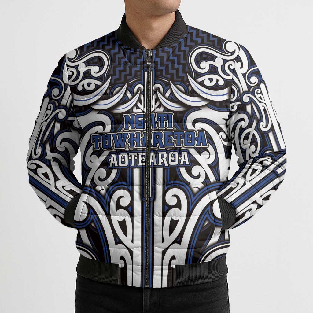 Custom Aotearoa Ngati Tuwharetoa Bomber Puffer Jacket Maori Tribal Pattern Mix Poutama LT05 - Polynesian Pride